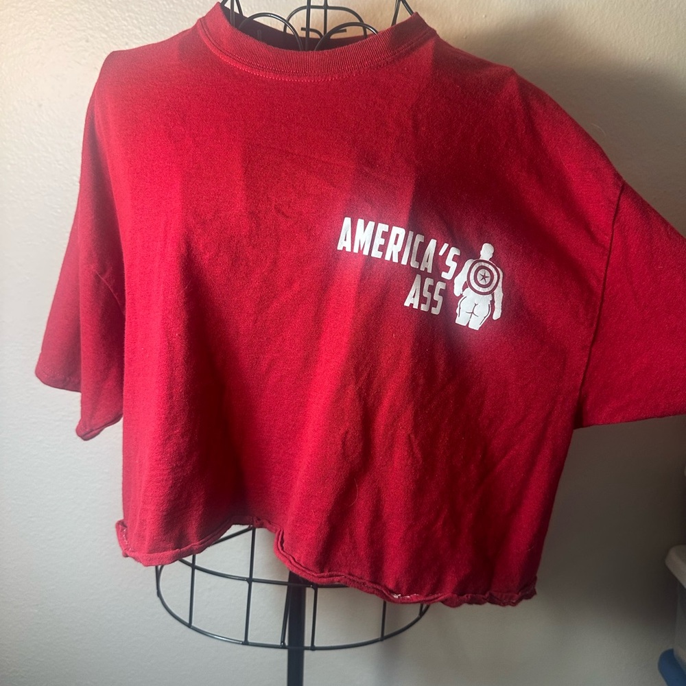 Red Graphic Crop Top Captain America
